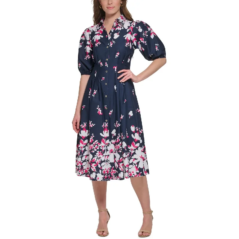 Tommy Hilfiger Womens Cotton Floral Print Shirtdress Spring floral dresses