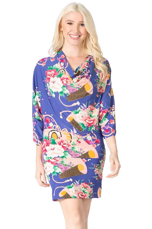 Cowl Neck Dolman Sleeve Dress Long sleeve unclassified dresses