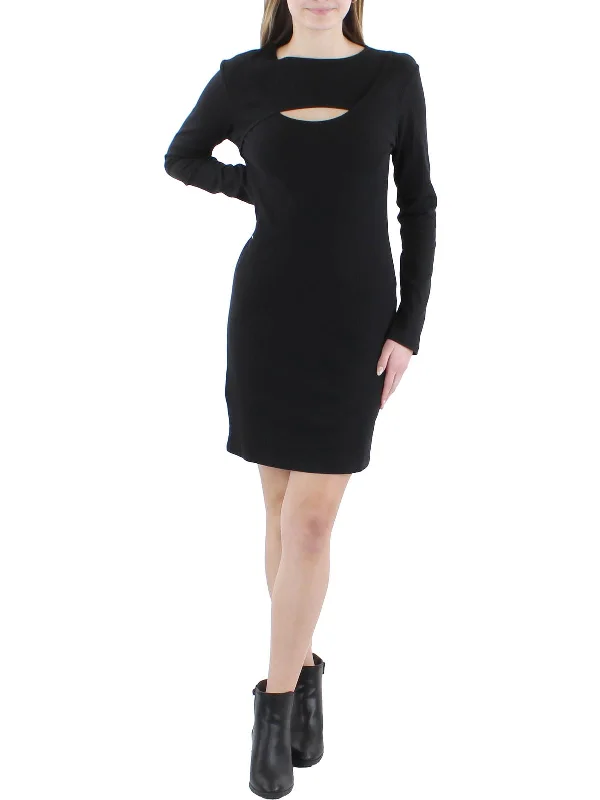 Womens Cut-Out Party Mini Dress Classic Denim Mini