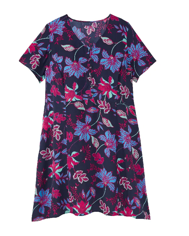 Wilmington Short Sleeve Lace Up Back Dress | Navy / Burgundy Lace Bodycon Dress